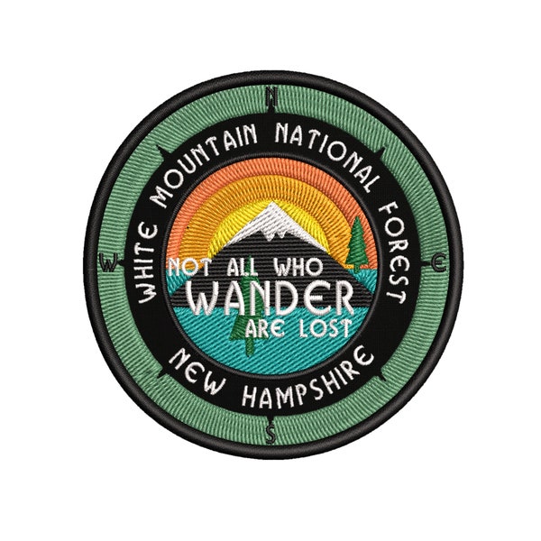 White Mountain National Forest New Hampshire 3.5" Embroidered Patch Iron On Custom Badge Travel Souvenir Gift for Clothing Vest Jacket