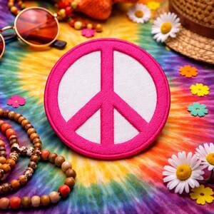Peace Sign Patch/Iron-on Patch/Bohemian Style/Retro Music Festival Badge/Embroidered Sew-on Applique for Clothing Vest/Jacket Hats Backpack image 2