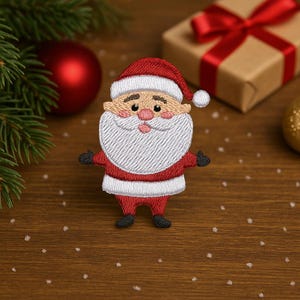Santa Claus Patch Embroidered Iron On/Sew On Applique for Stockings Clothing and Crafts, Jolly Saint Nick Design, Christmas Holiday Keepsake