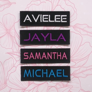 3 by 1 inch Name Patch Personalized Iron-On/Sew-On/Hook Backing - Embroidered Decorative Applique Patches for Vests Hats Backpacks