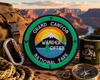 Grand Canyon National Park Patch/Iron-on Patch/Arizona Souvenir Gift/Nature Badge/Camping Hiking/Sew-on Applique for Clothing Vest Backpack