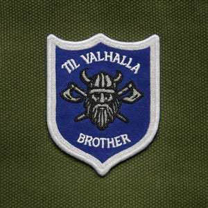Till Valhalla Patch Embroidered Iron-on/Sew-on Applique for Vest Jacket Backpack Gear, Viking Shield, Norse Warrior, Brotherhood Tribute