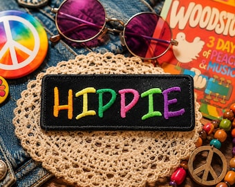 Hippie Patch/Patch zum Aufbügeln/Boho Festival Style/Boho/Flower Power Applikation/ gestickte Applikation für Kleidung, Weste, Jacke, Hut, Rucksack