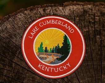 Lake Cumberland Kentucky Patch Embroidered Iron-on/Sew-on Applique for Vest Clothing Vest Backpack, Nature Badge, Camping Fishing, Lake Dock