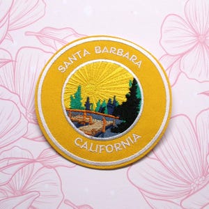 Santa Barbara California Patch Embroidered Iron-on/Sew-on Applique for Vest Clothing Vest Backpack, Nature Badge, Travel Souvenir, Lake Dock