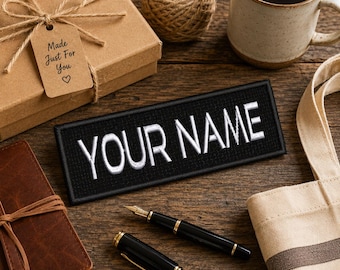 3 by 1 inch Name Patch Personalized Iron-On/Sew-On/Hook Backing - Embroidered Decorative Applique Patches for Vests Hats Backpacks