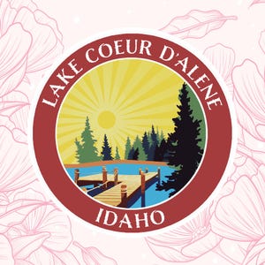 Lake Coeur D'alene Idaho - Auto LKW Fenster Grafik Vinyl Die Cut Aufkleber für Wasserflasche, Laptop, Natur, Angeln, Outdoor-Ausrüstung