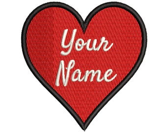 Custom "YOUR NAME" Personalized Red Heart Valentine's Day Embroidered Patch Iron On / Sew On Custom Emblem Logo Sweetheart Romance Love Gift