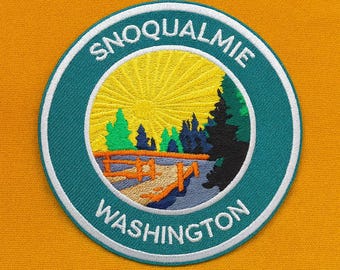 Parche de Snoqualmie, parche termoadhesivo, insignia de la naturaleza, recuerdo de Washington, aplique bordado para coser en chalecos, chaquetas, ropa, mochilas y otros artículos.
