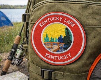 Kentucky Lake Patch/Iron-on Patch/Nature Badge/Camping & Fishing/Embroidered Sew-on Applique for Clothing Vest/Jacket Backpack Hats Gear