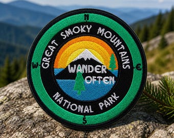 Great Smoky Mountains Park Souvenir Patch/Iron-on Patch/Nature Badge/Camping & Hiking/Sew-on Applique for Clothing Vest/Jacket Hats Backpack