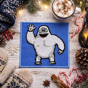 Parche del Abominable Hombre de las Nieves/Parche termoadhesivo/Parches navideños/Parche del Yeti/Aplicación bordada para coser en medias y ropa/País de las Maravillas Invernal/Festivo