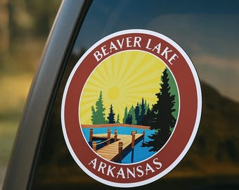 Beaver Lake Arkansas Sticker - Car Truck Window Bumper Graphic Vinyl Die Cut Decal for Water Bottle, Laptop, Nature, Fishing, Outdoor Gear
