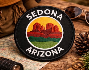 Sedona Arizona Patch/Iron-on Patch/Red Rock/Nature Badge/Travel Souvenir/Hiking & Camping/Embroidered Sew-on Applique for Clothing, Backpack