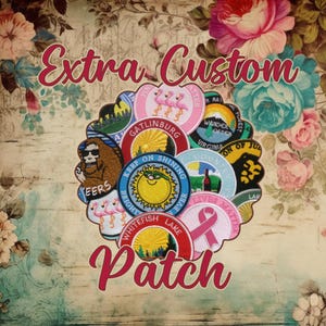 Additional CUSTOM Embroidered Patch - Iron-on/Sew-on/Hook Fastener Premium Applique Personalized Patches for Business Logo&#39;s, Jacket Hat Bag
