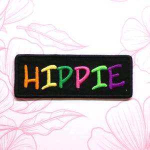 Hippie Chick Patch Embroidered Iron-on/Sew-on Applique for Vest Clothing Backpack, Tie-Dye Bohemian Style, Boho Chic, Flower Power Badge