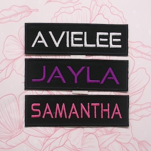 Custom Embroidered Name Patch – Personalized Text Patches | 3.5 by 1 inch Iron-On, Sew-On, Hook & Loop | For Jackets, Hats, Uniforms, Bags