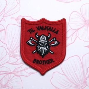 Till Valhalla Patch Embroidered Iron-on/Sew-on Applique for Vest Jacket Backpack Gear, Viking Shield, Norse Warrior, Brotherhood Tribute
