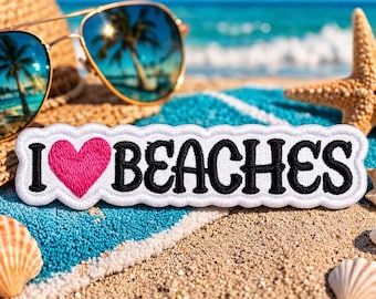 Patch "Eu Amo Praias" / Patch Termocolante / Férias Divertidas - Coconut Girl / Lembrança de Viagem / Aplique Bordado para Costurar em Roupas, Bolsas e Mochilas