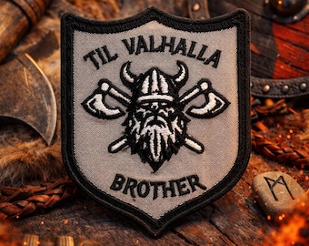 Till Valhalla Patch/Iron-on Patch/Biker Vest/Viking Shield/Norse Warrior/Brotherhood Tribute/Embroidered Sew-on Applique for Clothing Jacket
