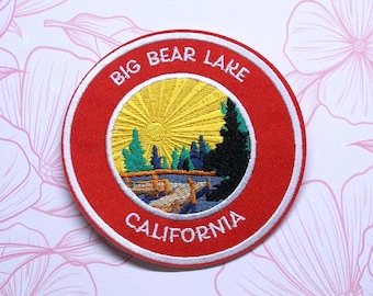 Big Bear Lake Patch Embroidered California Iron-on/Sew-on Applique for Vest Clothing Vest Backpack, Nature Badge, Travel Souvenir, Lake Dock