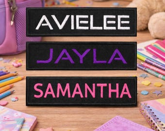 Custom Your Name Personalized Name Tag 5" x 1.5" Embroidered Patch Iron On Applique, Vest Uniform Costume Hats Backpacks Clothing