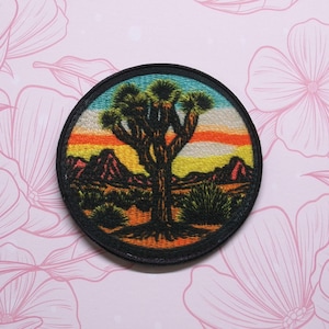 Joshua Tree National Park Patch California Dye-Sublimierte Aufbügeln / Aufnähen Applikation für Kleidung Weste Rucksack, Mojave Natur, Reise Souvenir