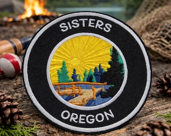 Sisters Oregon Patch/Iron-On Patch/Nature Souvenir Gift/Camping & Hiking/Embroidered Sew-on Applique for Clothing Vest/Jacket Hats Backpack