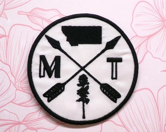 Montana Patch Embroidered Iron-on/Sew-on Applique for Clothing Vest Backpack Camping Gear, Outdoor Activities, State Cutout, Nature Badge