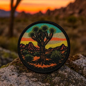 Iron-On Joshua Tree Park Patch California/Sew-On Applique for Clothing, Hats, Backpacks, Mojave Patch/Nature Patch, Travel Souvenir Gift