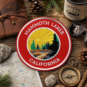 Mammoth Lakes California Patch/Iron-on Patch/Nature Badge/Camping & Fishing/Embroidered Sew-on Applique for Clothing, Vest/Jacket, Backpack