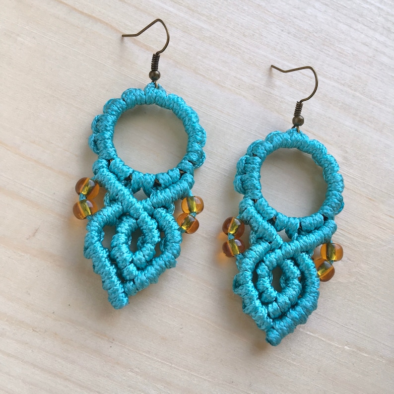 Turquoise earrings Macrame earrings dangle