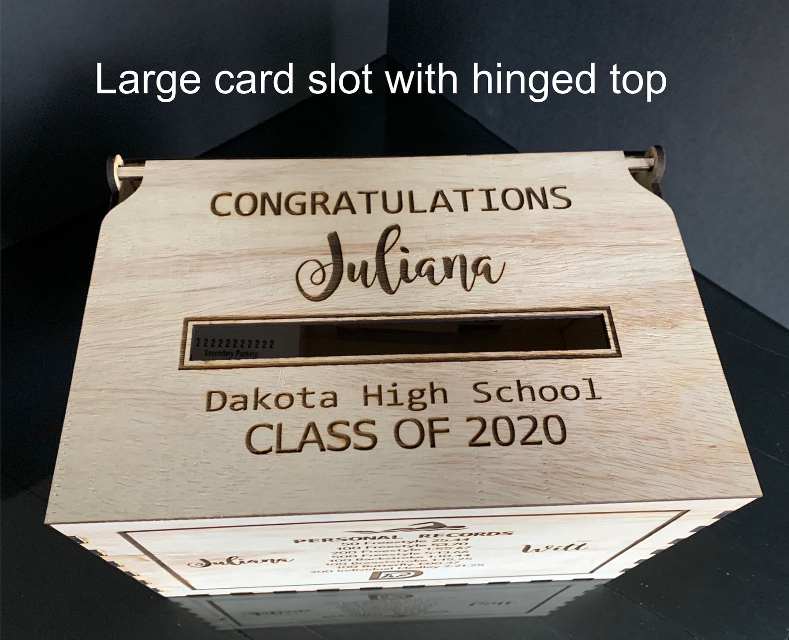 Custom Graduation Party Card Box | Laser Engraved Keepsake With ...