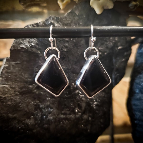 Coal set in Sterling Silver earrings