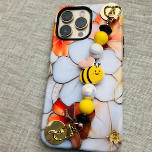 Handmade Bee Phone Grip Strap | Beaded Anti-Drop Charm