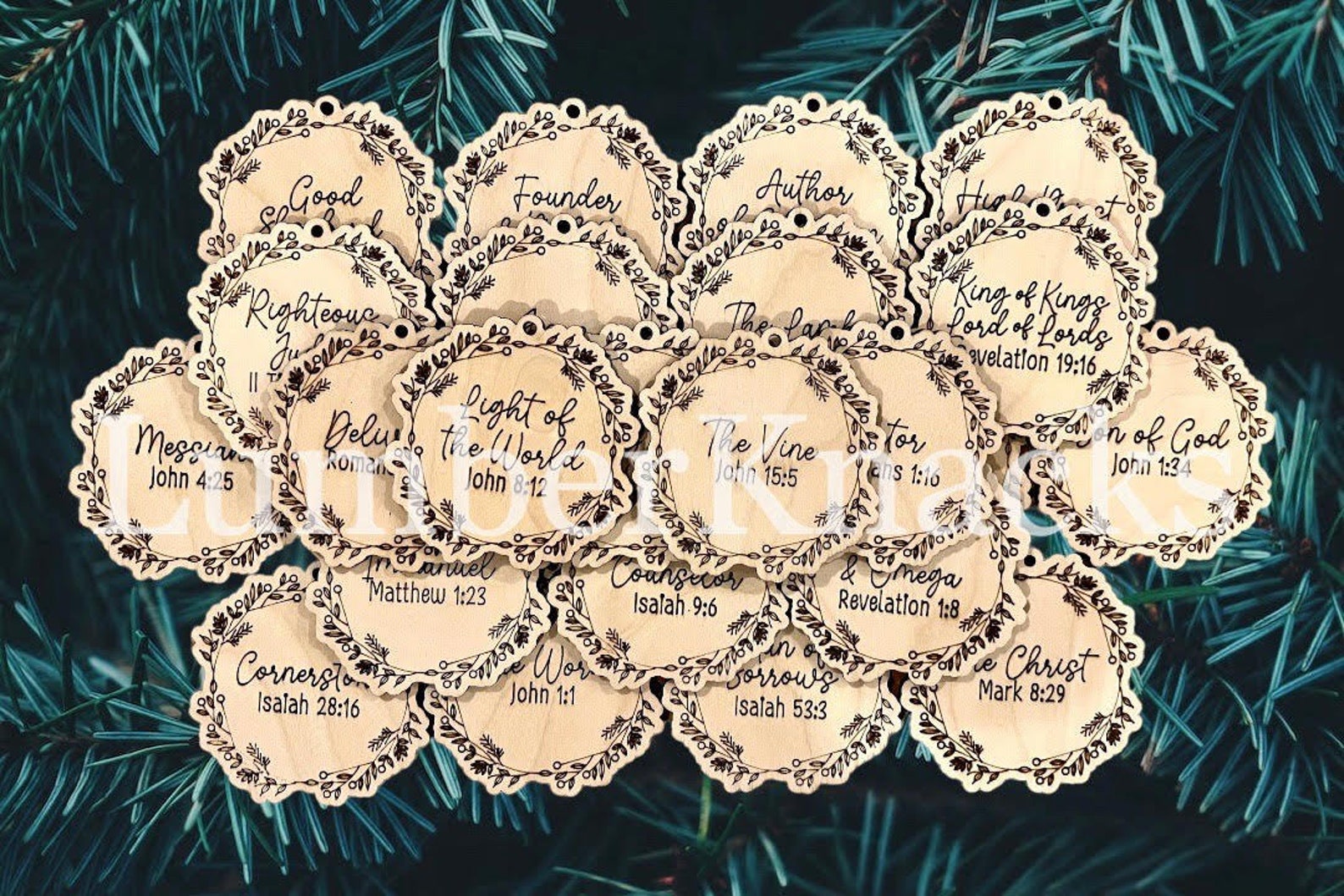 Single Line 25 Names of God Jesus Christmas Advent Ornament Set SVG for ...