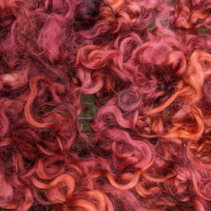 Sangria | Cotswold Lock Wool | Felting Wool | Doll Making Wool | Lustrous Wine and Orange Locks