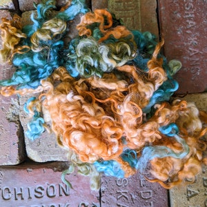 Southwest | Cotswold Lock Wool | Felting Wool | Doll Making Wool | Lustrous Turquoise and Orange