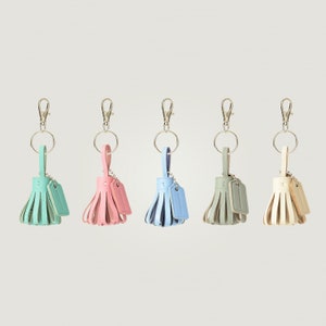 Leather Tassel Keychain Purse Bag Charm (100% handcrafted) - Pastel Collection