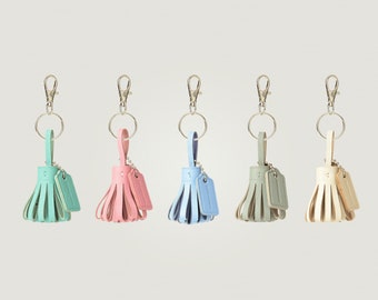 Leather Tassel Keychain Purse Bag Charm (100% handcrafted) - Pastel Collection