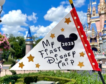 My First Disney Trip Flag Spotter for Stroller, Wheelchair, Scooter, Bike & More!
