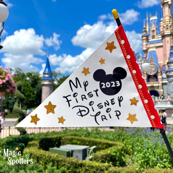 My First Disney Trip Flag Spotter for Stroller, Wheelchair, Scooter, Bike & More!