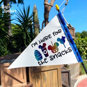 Im Here for the Snacks Disney Flag Spotter Personalized for Stroller, Wheelchair, Bike & More image 1