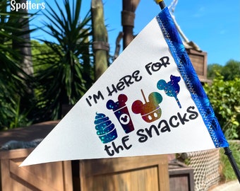 I’m Here for the Snacks! Disney Flag Spotter Personalized for Stroller, Wheelchair,  Bike & More!