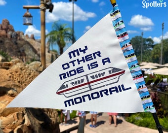 Disney "My Other Ride is a Monorail” Flag Spotter for Stroller, Wheelchair, Scooter, Bike & More!