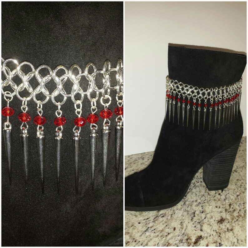 Hand Made Boot Jewelry With Glass Beads and Spikes Boot Etsy