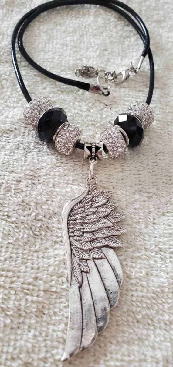 Angel Wing, Harley Davidson Rider Necklace. Biker Jewelry  display picture 1