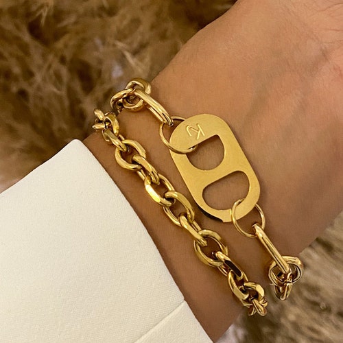 Link Chain Bracelet Stacking Bracelets Gold Paperclip Chain Etsy