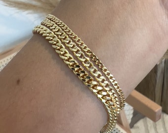 Gold Stacking bracelet, 18k gold layering bracelet, gold chain bracelet, stacking bracelet, bracelet set gold for woman, chain bracelet set