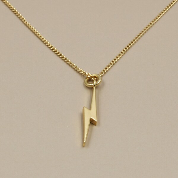 gold lightning bolt necklace, gold minimalist necklace, gift for her, 18k gold plated over sterling silver necklace, waterproof jewelry